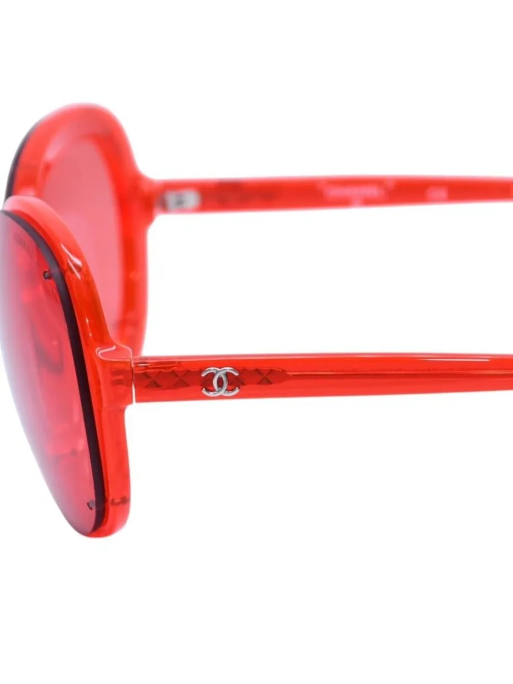 Chanel Sunglasses Eyewear CC Logo Clear Red Acetate